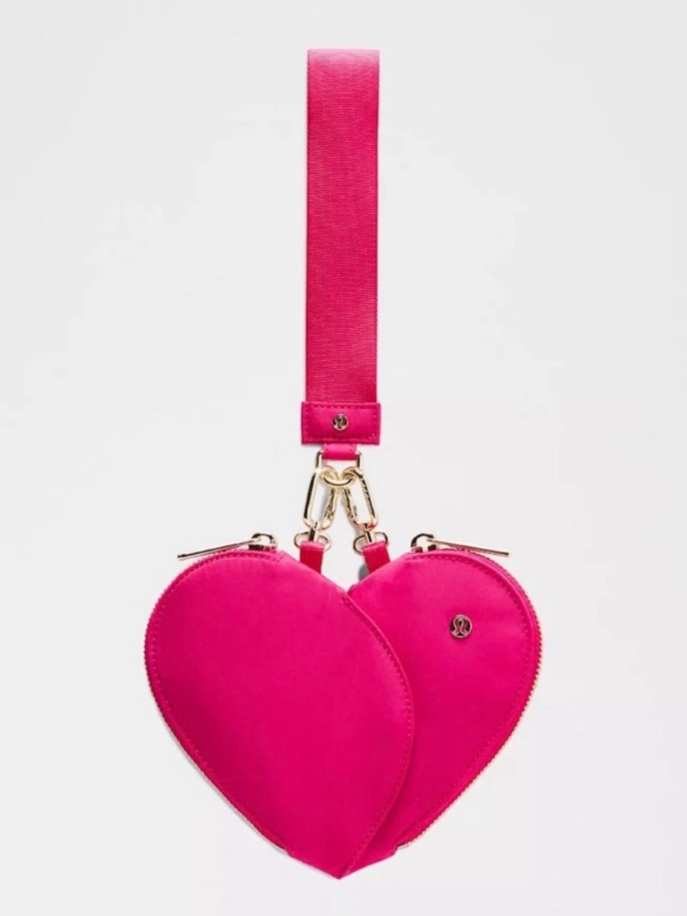 NWT LULULEMON DUAL HEART POUCH WRISTLET HOT PINK PASSIONATE / GOLD